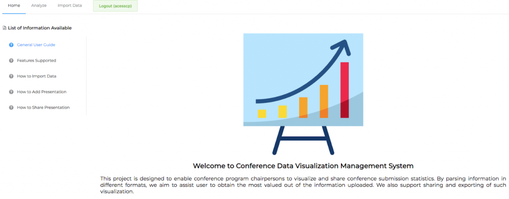 Conference visualisation tool home page