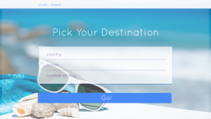 Trip planner web app home page